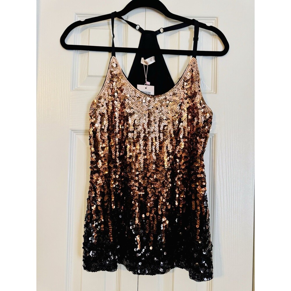 Maner Black & Gold Sequin Tank, Size M
